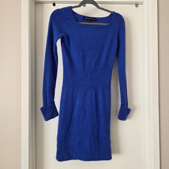 French Connection Royal Blue Angora Rabbit Hair Blend Sweater Dress Soft Size 2 - Picture 1 of 7